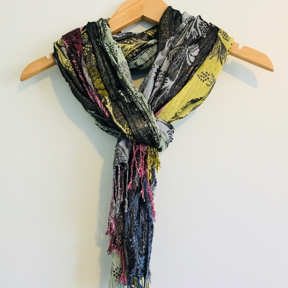H&M Divided Shimmery MultiColor Scarf Grey Green